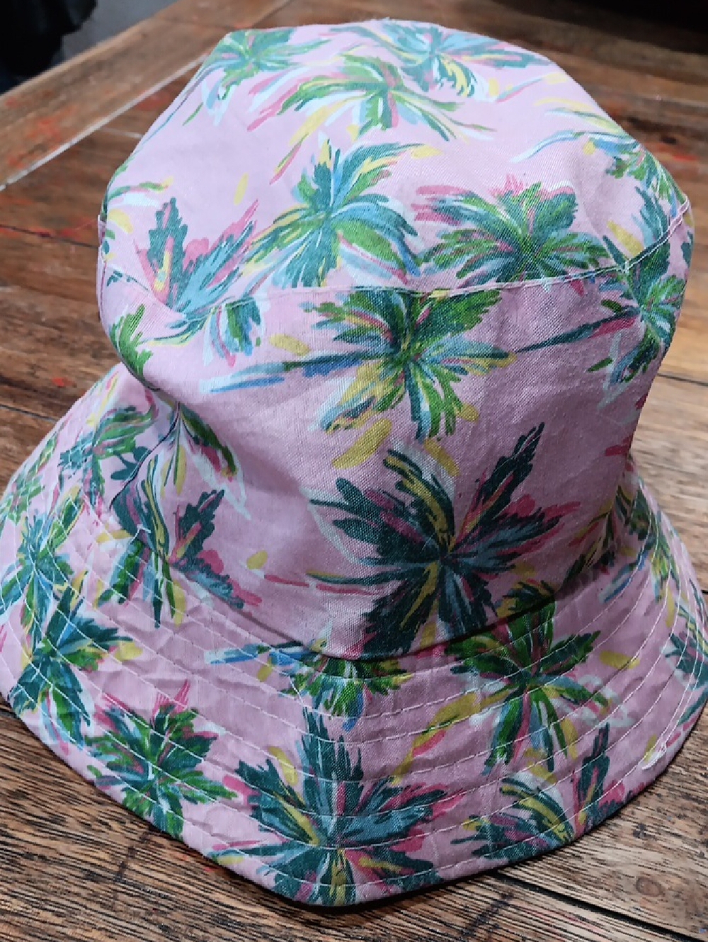 Pink Tropical Palm Print Kids Bucket Hat